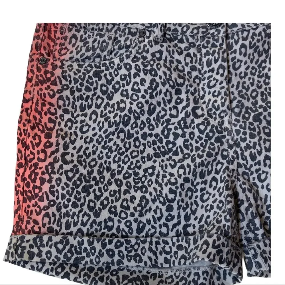 Maison Scotch Cuffed Leopard Print Jean Shorts